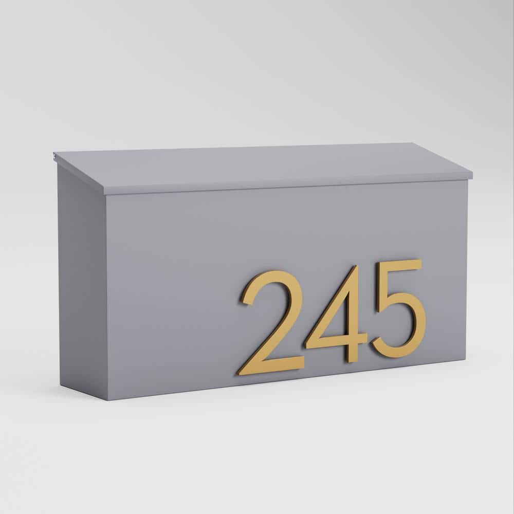 Gray Metal Wall-Mounted Standard Mailbox with Numbers