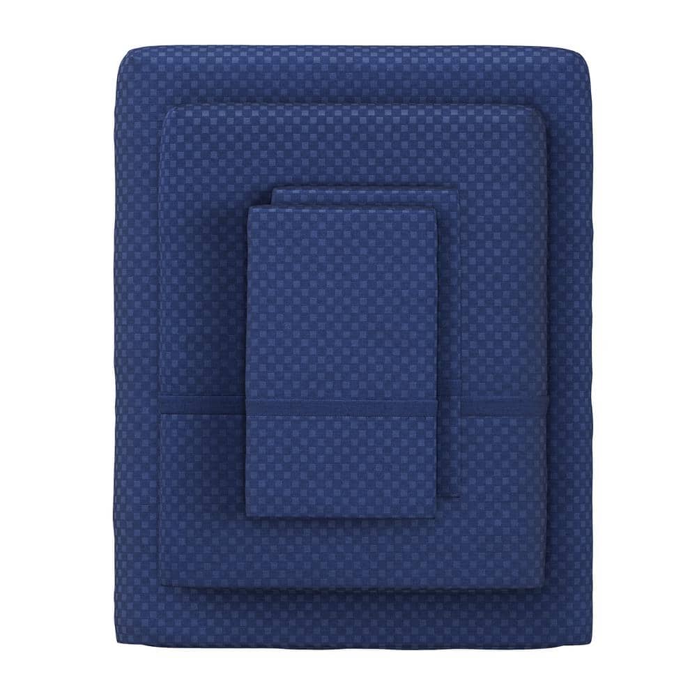 3-Piece Navy 90 GSM 100% Polyester Twin Sheet Set