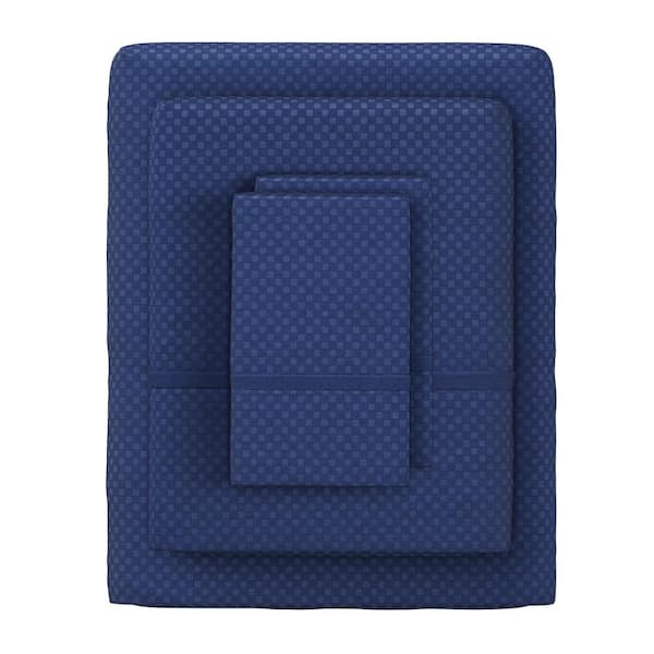 Unbranded 4-Piece Navy 90 GSM 100% Polyester Queen Sheet Set