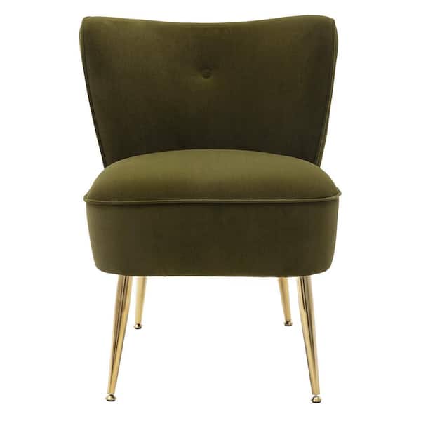 Unbranded Clara Grass Green Velvet Fabric Upholstered Accent Side Chair