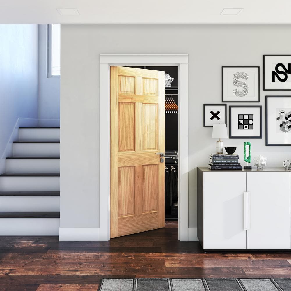 80" x 28" Unfinished Clear Pine 6-Panel Solid Wood Door