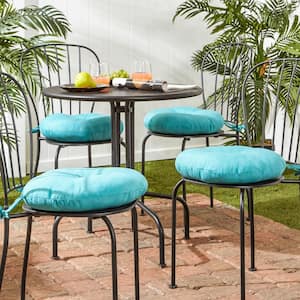Solid Teal 15 in. Round Outdoor Seat Cushion (4-Pack)