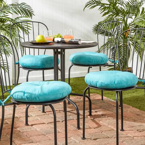 Solid Teal 15 in. Round Outdoor Seat Cushion (4-Pack)