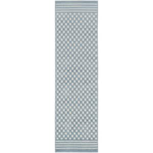 Casual Blue 2 ft. x 6 ft. Checker Contemporary Runner Area Rug