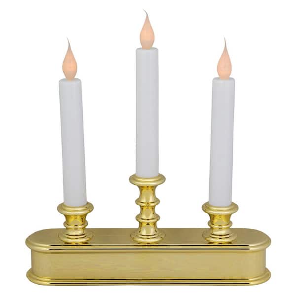 3-Light LED Candolier Window Candles-10"-White and Gold-Set of 4