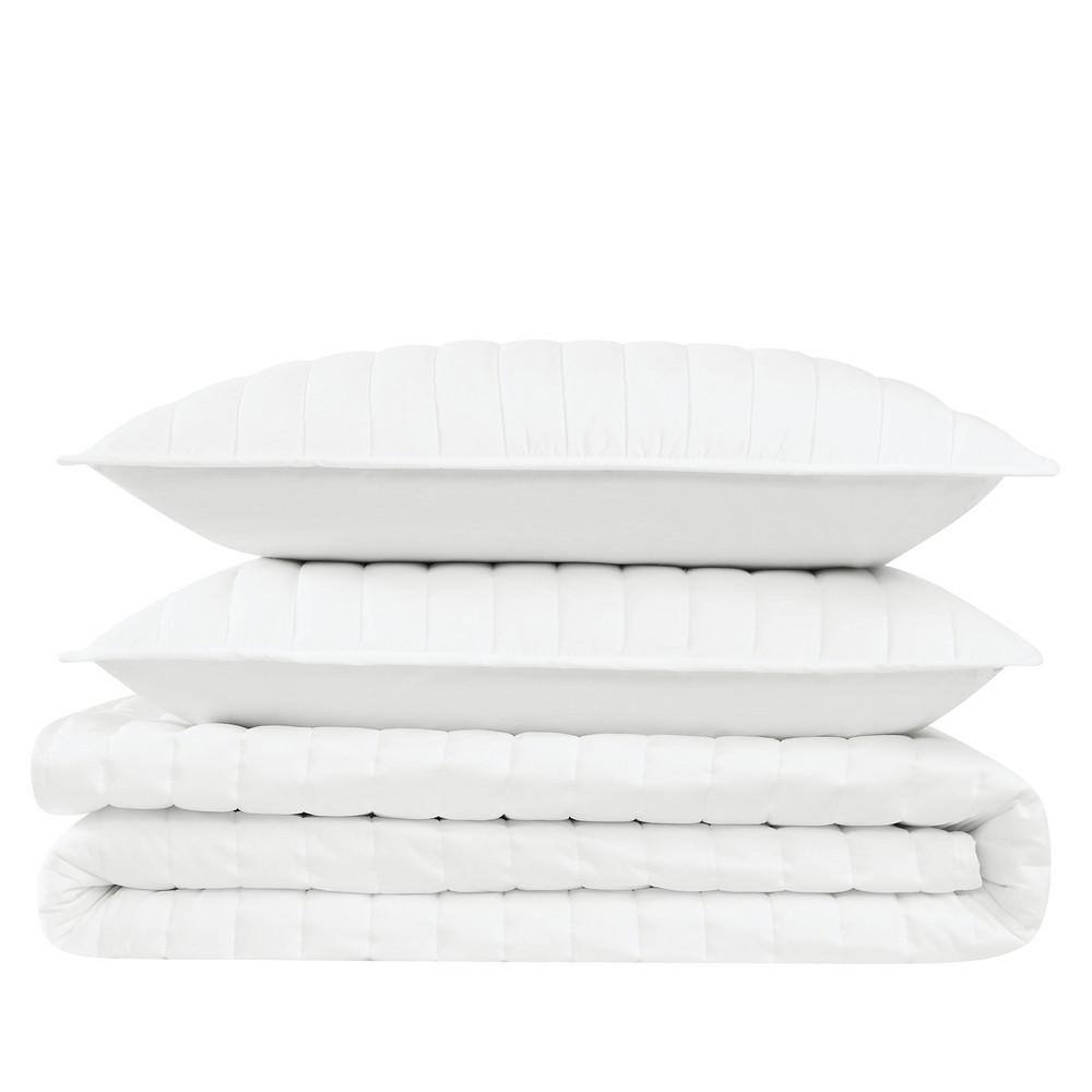 White Full Cotton Quilt Set with Polyfill