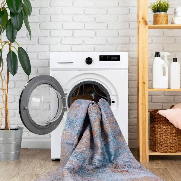 2 X 10 Multi-Colored Abstract Washable Area Rug for Bedroom