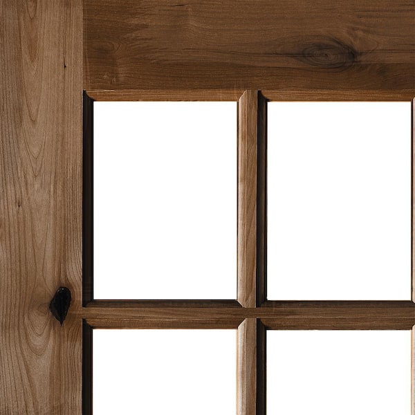 DIY 36 in. x 80 in. Right-Hand 9-Lite Clear Glass Provincial Stain Alder Wood Front Door Kit w/ Quick Assemble Jamb