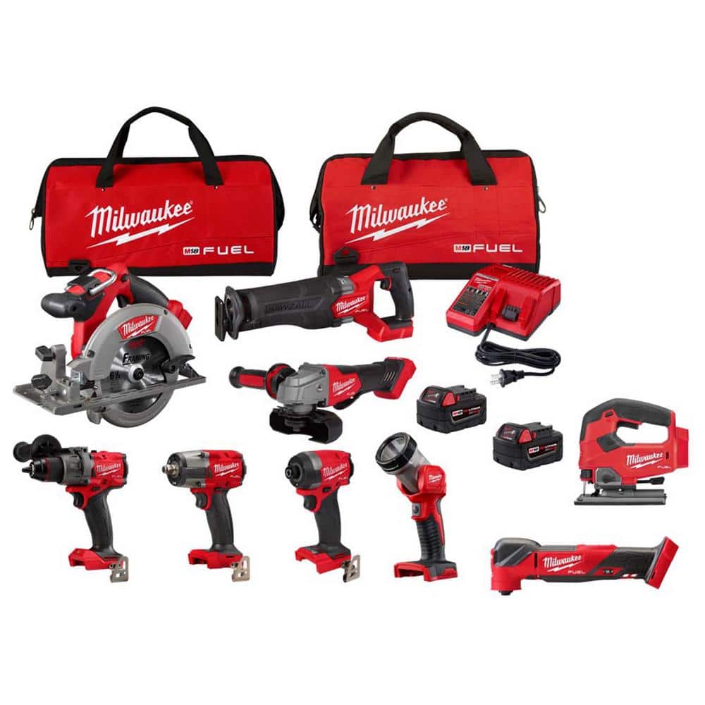 Milwaukee M18 FUEL 18V Lithium-Ion Brushless Cordless Combo Kit with Two 5.0 Ah Batteries (7-Tool) w/Multi-Tool & Jig Saw -  3697-27-27