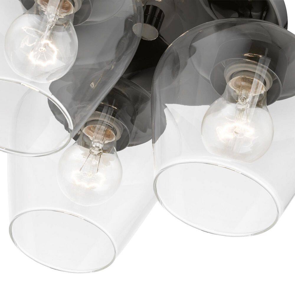 Willow 3-Light Black Chrome Flush Mount with Clear Glass Bowl