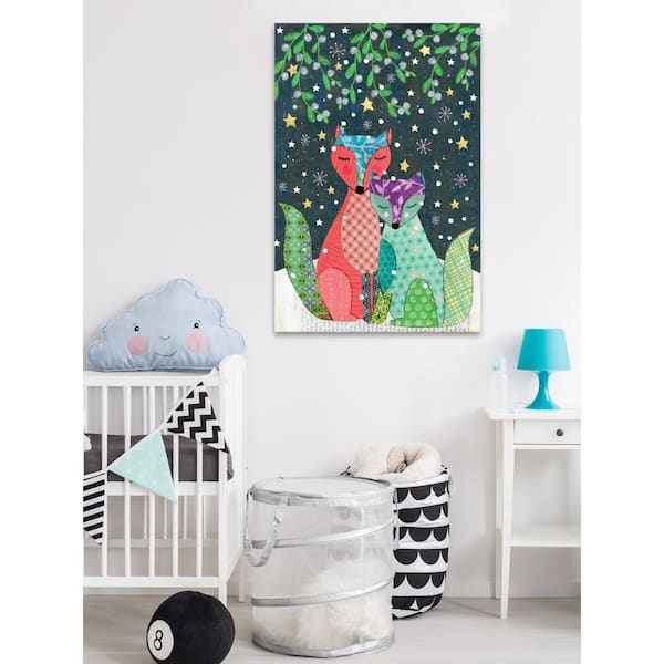 Unbranded 18 in. H x 12 in. W "Winter Foxes" by Sascalia Printed Canvas Wall Art