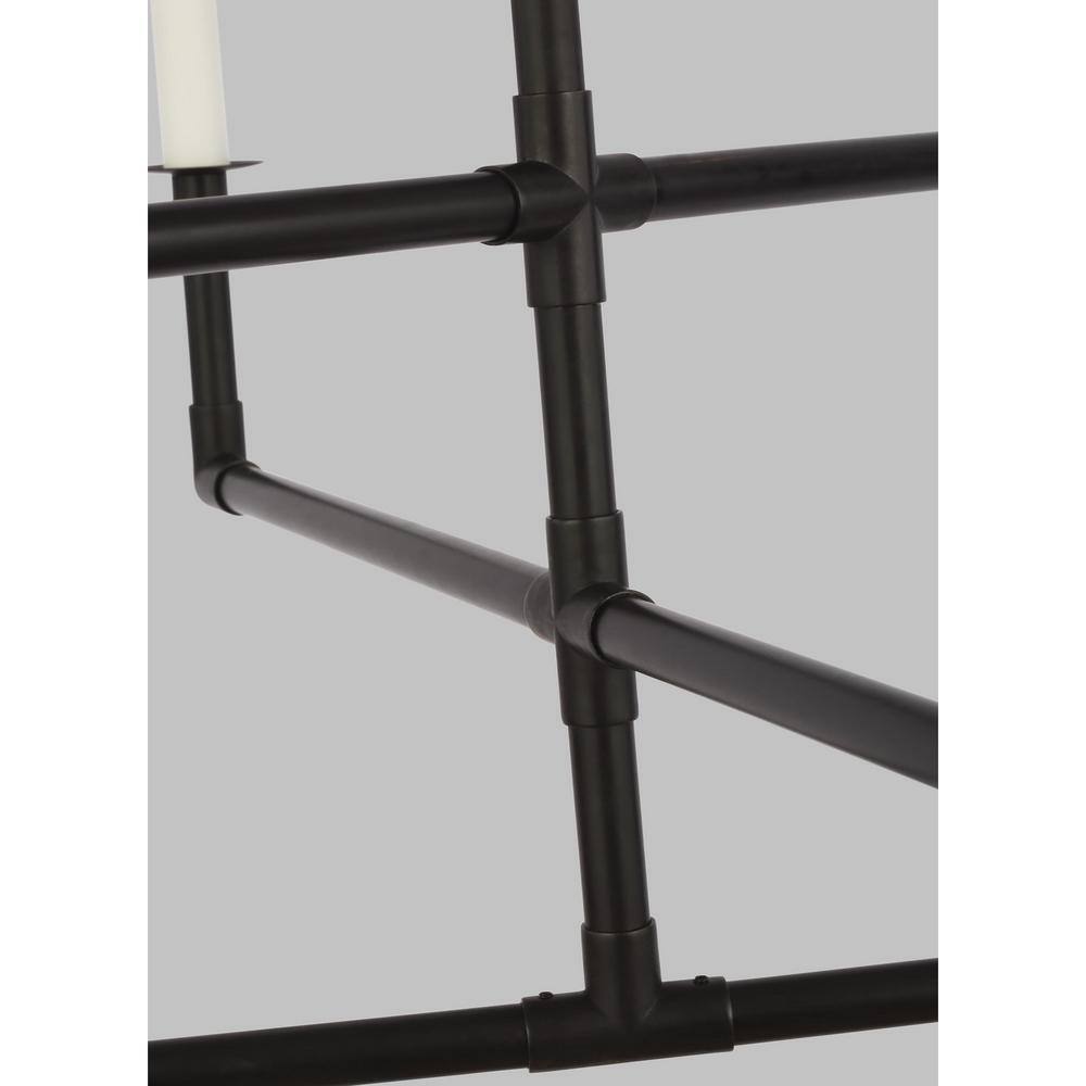 Aged Iron 6-Light Candle Style Chandelier with White Holders