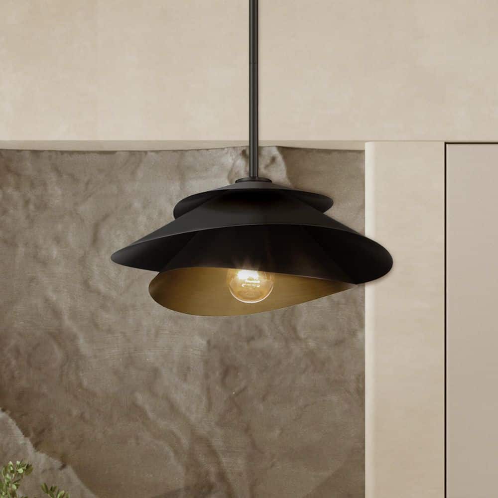 Hunter Hunter Hiro 1 Light Matte Black Cone Pendant Lighting for