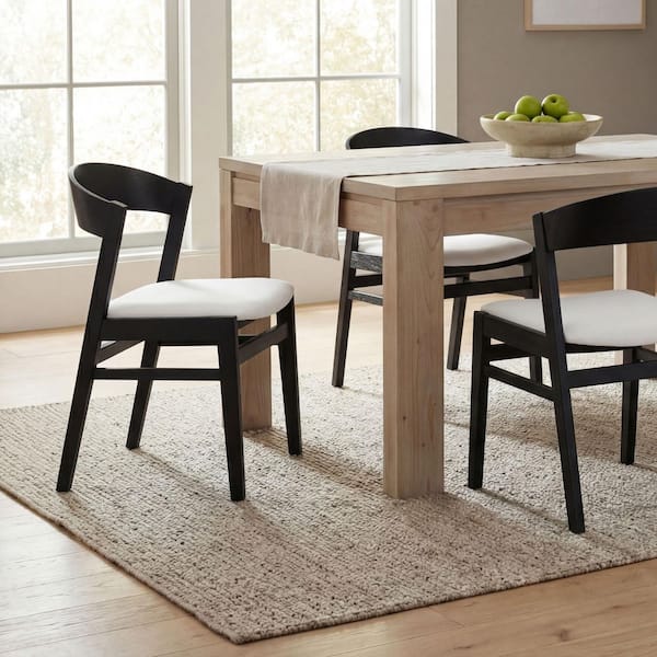 NewRidge Home Goods Zia Black Wood Dining Chair with Upholstered
