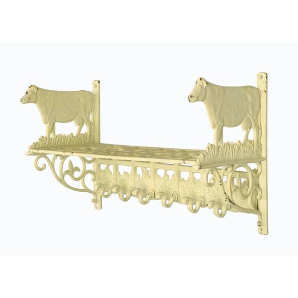 Antique Reproductions 11.5 in. Cow Shelf with Coat Hooks