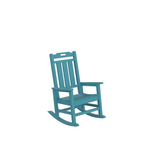 Mondawe Palace Blue Plastic Outdoor Rocking Chair With Porch Rocker Midnight Adirondack Chair HDPE