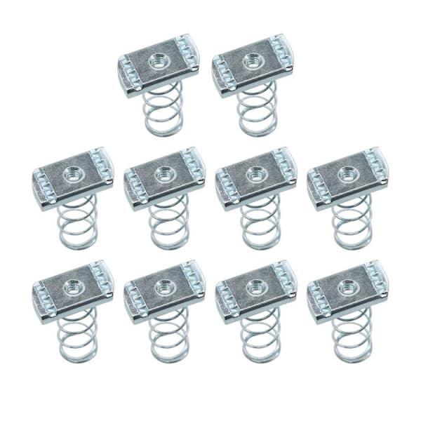 1/4 in. - 20 Long Spring Strut Channel Nuts with Zinc Electroplate Finish for Great Use Unistrut Channels, 10-Packs