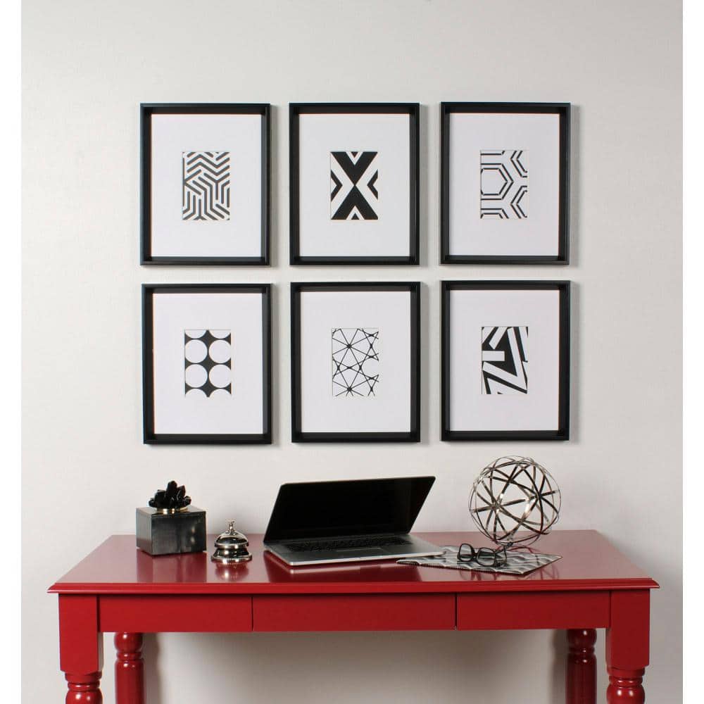 6-Piece Black and White Geometric Abstract Framed Art Set