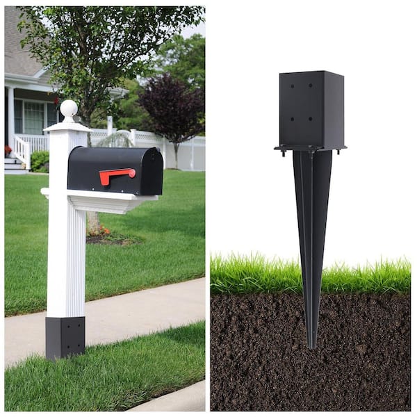 Afoxsos Carbon Steel Black Powder-Coated Sturdy Fence Post Anchor