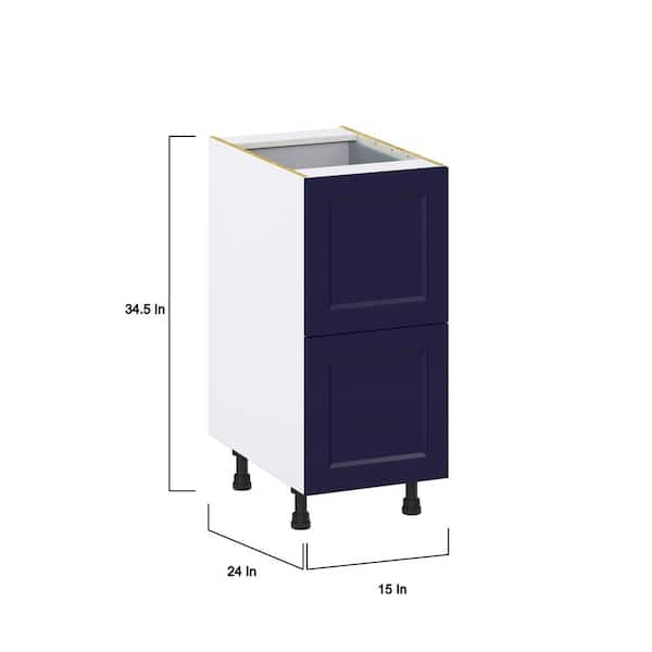 J Collection Devon 33 in. W x 24 in. D x 34.5 in. H Painted Blue Shaker Assembled Sink Base Kitchen Cabinet