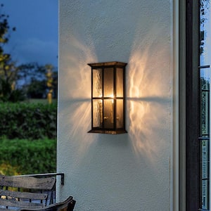 Lynde Traditional Mid-Century Modern Industrial 2-Light Candle Outdoor Wall Lantern Sconce-Light with Clear Glass Shade