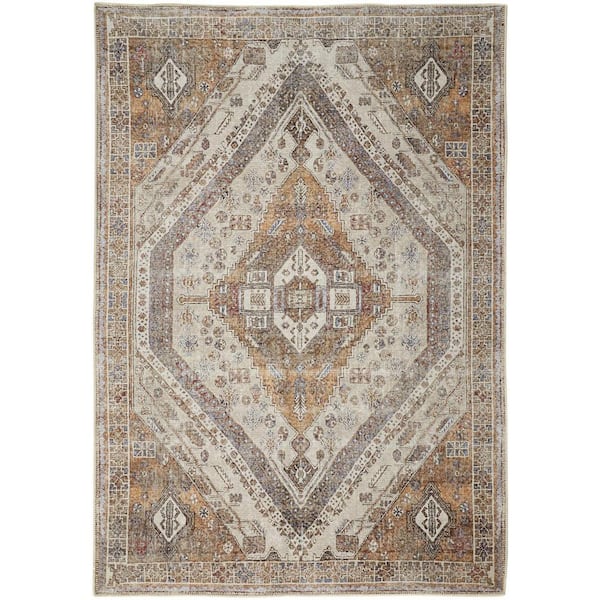 8 x 10 Brown and Ivory Abstract Area Rug