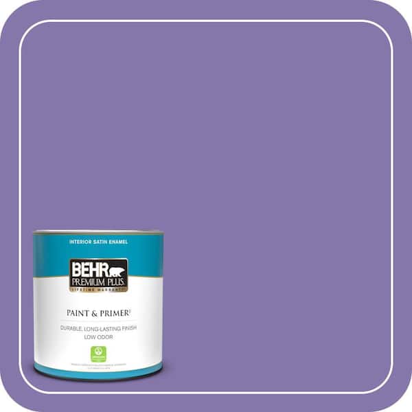 BEHR PREMIUM PLUS 1 qt. #640B-6 Grape Parfait Satin Enamel Low Odor Interior Paint & Primer
