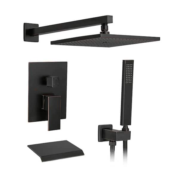 Unbranded 12 in. Single Handle 1-Spray Tub and Shower Faucet with 2.5 GPM with Shower Head in. Oil Rubbed Bronze (Valve Included)