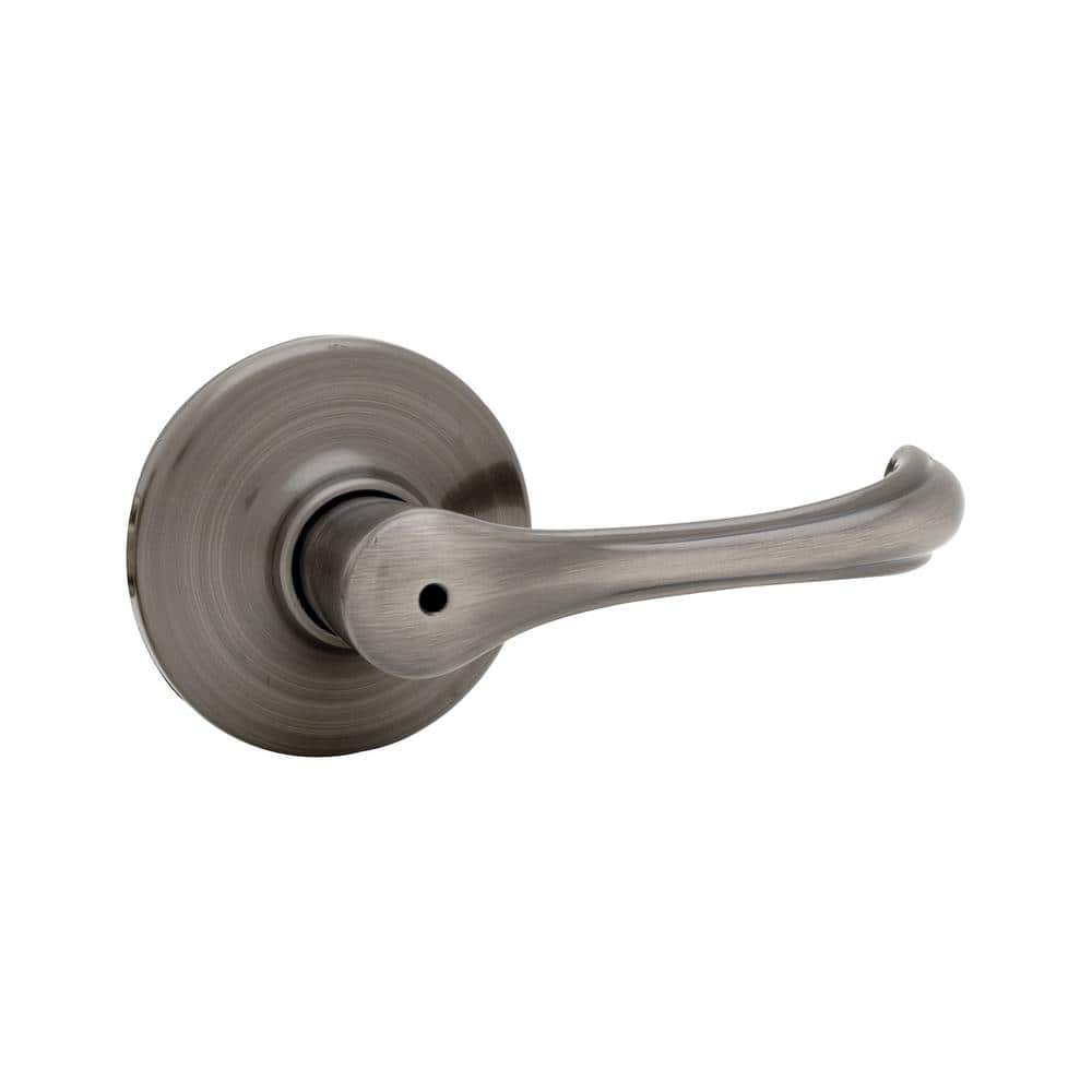 Kwikset Dorian Antique Nickel Privacy Bed/Bath Door Handle with