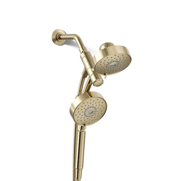 Purist 2-in.-1 3-Spray Patterns 2.5 GPM 6 in. Wall Mount Dual Shower Heads in Vibrant French Gold