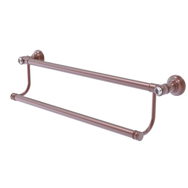 Allied Brass Carolina Crystal Collection 24 in. Wall Mounted Double Towel Bar in Antique Copper