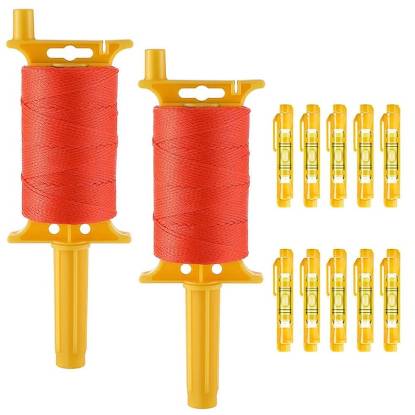 540 ft. #18 Reloadable Line Reel with 10 Built in Levels, Nylon String Line for Gardening Construction, Orange (2-Pack)