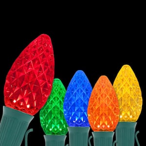OptiCore 24 ft. 25-Light LED Multicolor Faceted C7 String Light Set