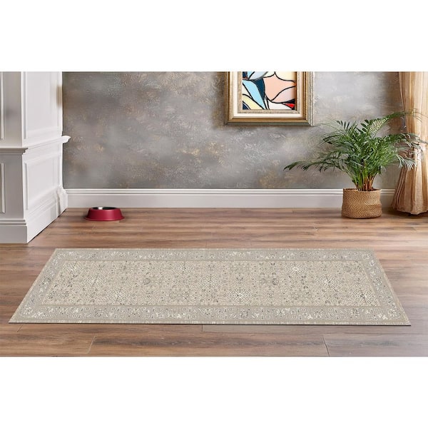 Hudson Beige/Grey 2 ft. X 7 ft. 5 in. Oriental Indoor Area Rug