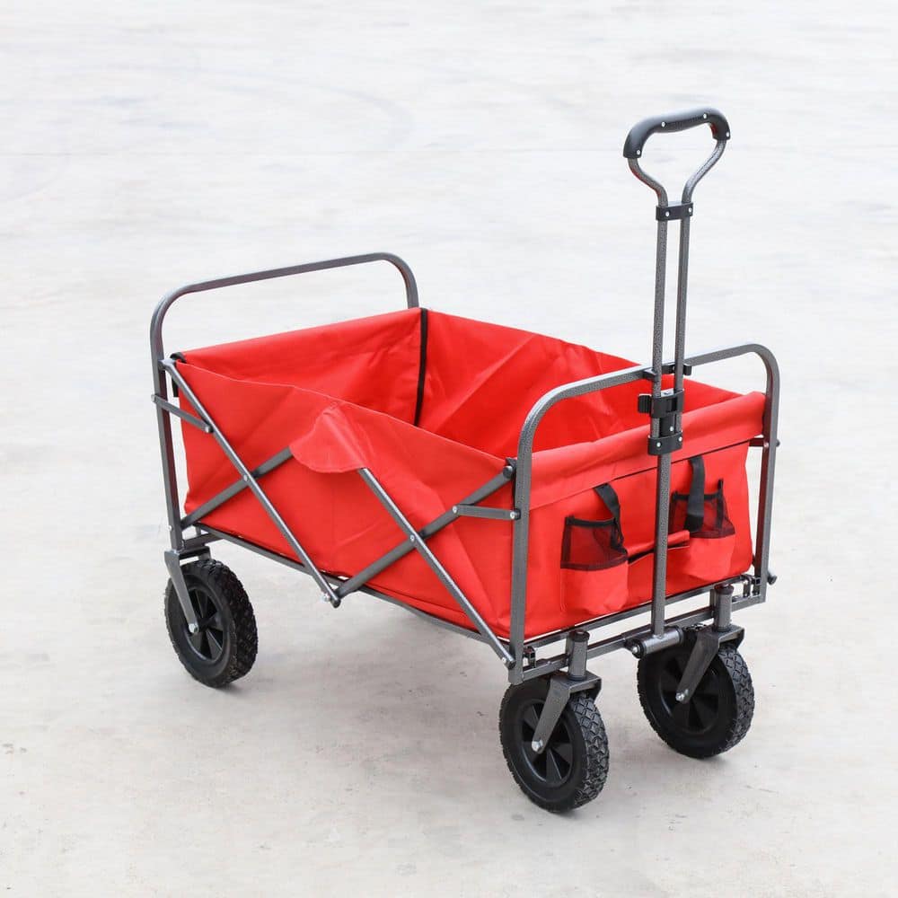 Tunearary 3.69 cu. ft. Outdoor Garden Steel Garden Cart Utility Wagon