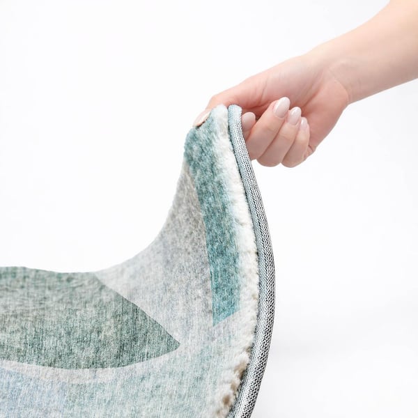 Dream Shag Premium Machine Washable Abstract ADS665 Teal 10 ft. x 14 ft. Area Rug