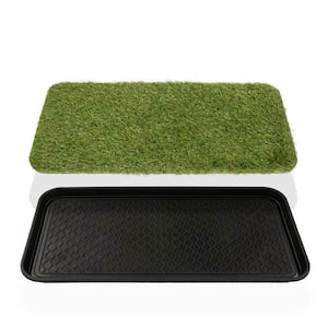Pet Training Collection Non-Slip Easy Clean Indoor/Outdoor Tray with Reusable Grass Pad, 15 in. x 30 in., Green