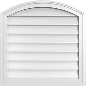 26 in. x 26 in. Arch Top Surface Mount PVC Gable Vent: Functional with Brickmould Frame