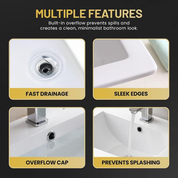 あっさー ANZZI Jack Series 21 in. Rectangular Ceramic Drop-In Bathroom Sink