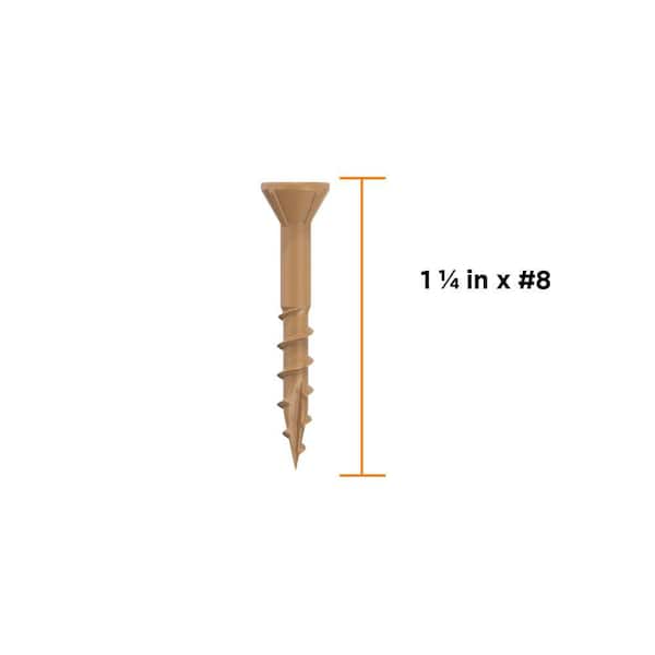 #8 x 1-1/4 in. Tan ACQ Rated Star Drive Flat Head Wood Deck Screw (100-piece)