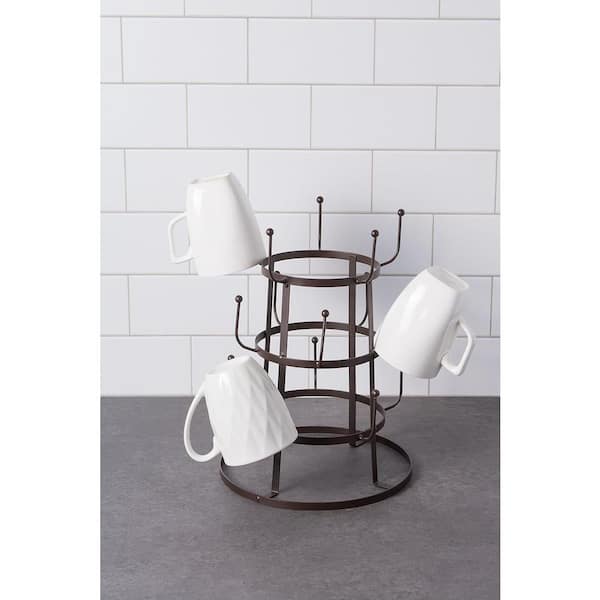 Unbranded Iron Kitchen Storage Collection 3-Tier Mug Tree Stand, 9.5 in. x 12.75 in. Rustic Bronze