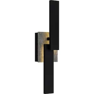 Todman 18 in. Earth Black Outdoor Wall Lantern Sconce