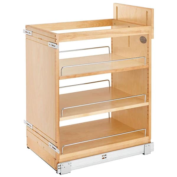 Natural Maple 14.75 in Pull Out Kitchen Cabinet Organizer Soft-Close