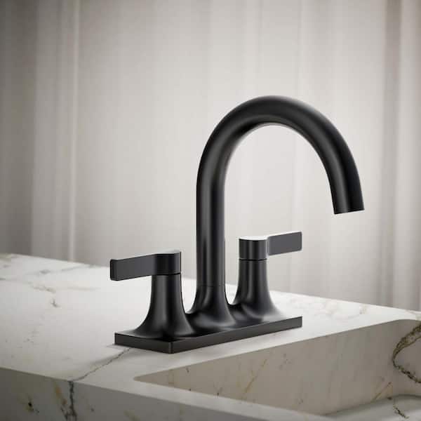 Venza 4 in. Centerset Double Handle Bathroom Faucet in Matte Black