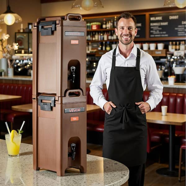 Insulated Beverage Dispenser 5 Gal. /19 L Hot&Cold Drink Server with Spigot&Handle for Tea/Coffee Stainless Steel Brown
