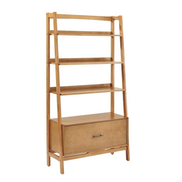 Acorn Wood 4 Shelf Ladder Bookcase, 40 Inch Wide Tall Bookcase