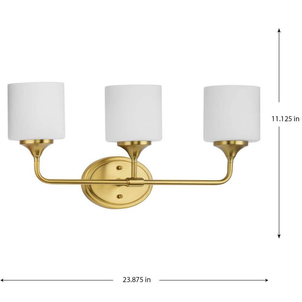 Lynzie Brushed Gold 3-Light Dimmable Bath Vanity Light