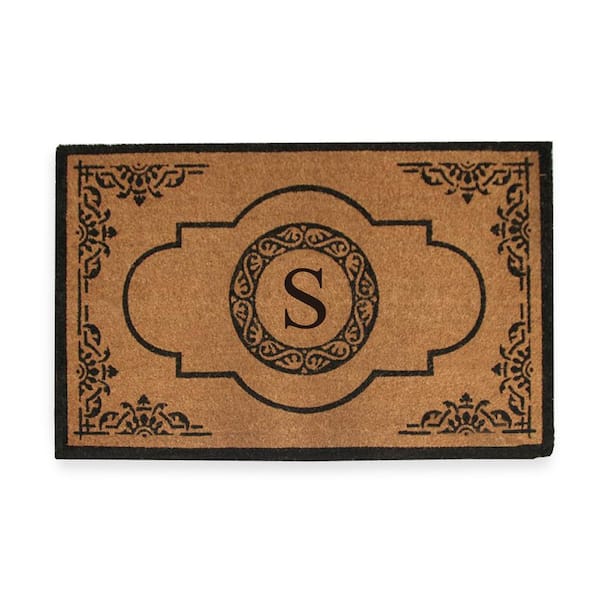 Unbranded Abrilina Handcrafted 30 in. x 48 in. Entry Coir Double Door Monogrammed-S Mat