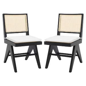 Colette Black/Natural 17.7 in. Rattan Dining Chair Set of 2