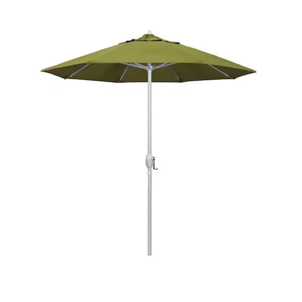 California Umbrella 7.5 ft. Matted White Aluminum Market Patio Umbrella Auto Tilt in Ginkgo Pacifica
